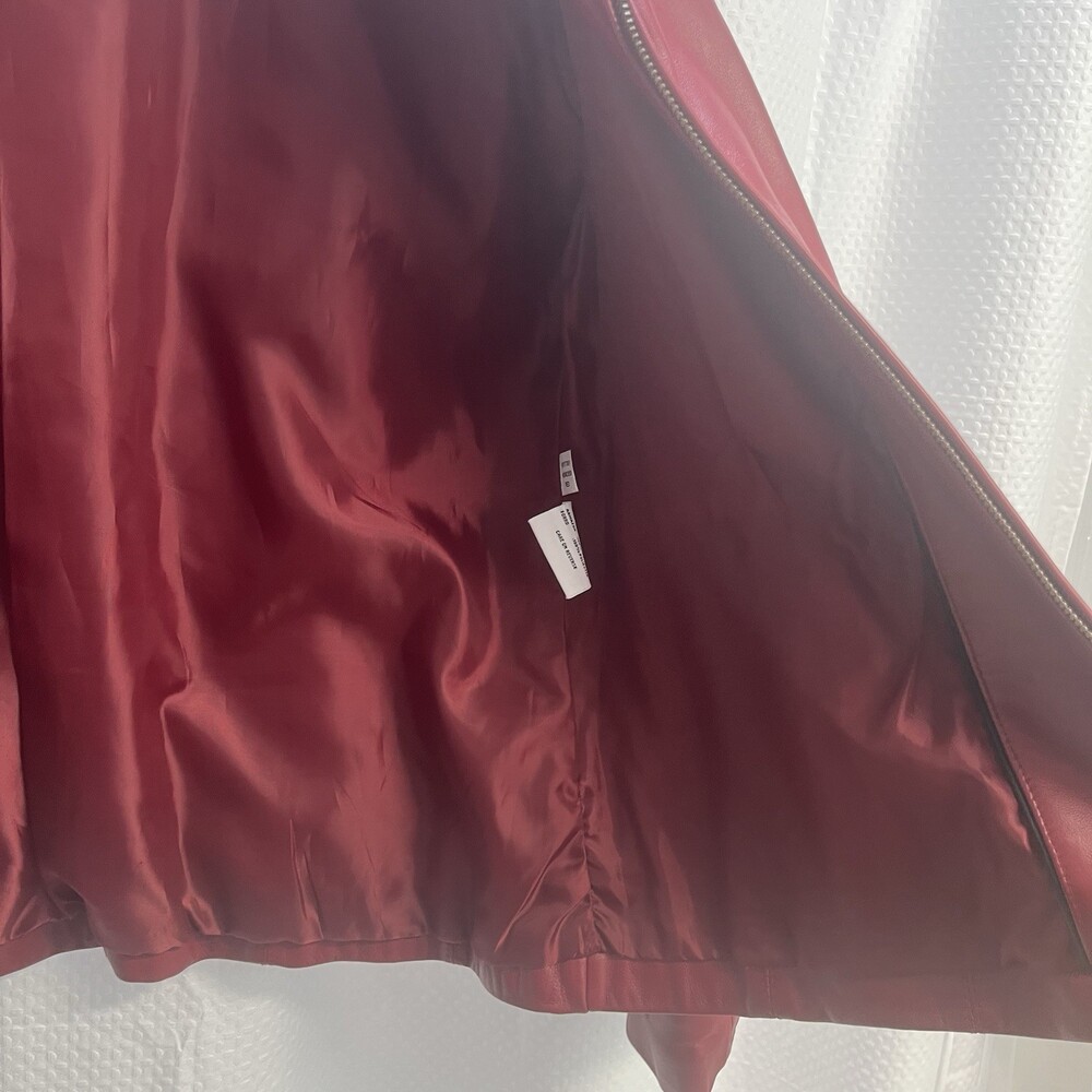 Nine‎ West Genuine Leather Red Full Zip Scuba Jacket Classic Medium - Picture 8 of 11